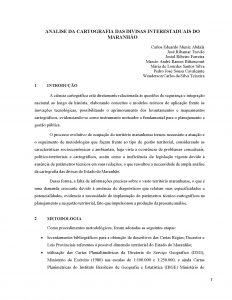 Análise da Cartografia das Divisas Interestaduais  do Maranhão
